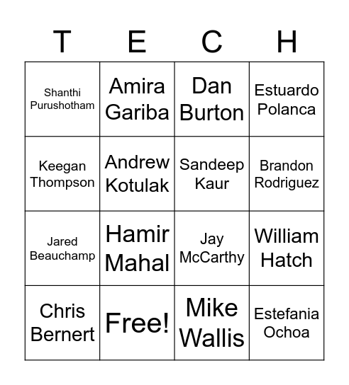 Reach Tech Bingo Card