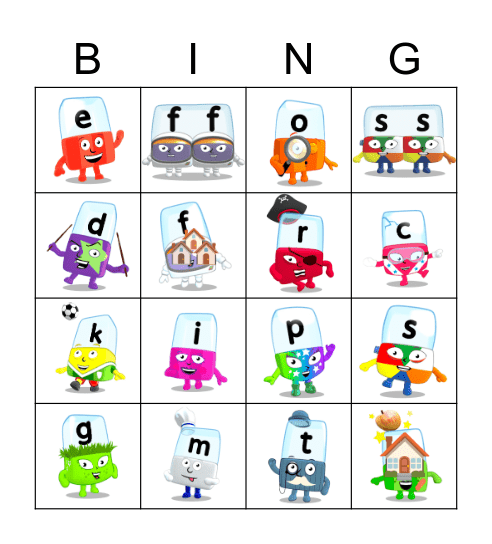 Alphablocks Phase 2 Bingo Card