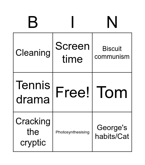 Conversation with Ella Bingo Card