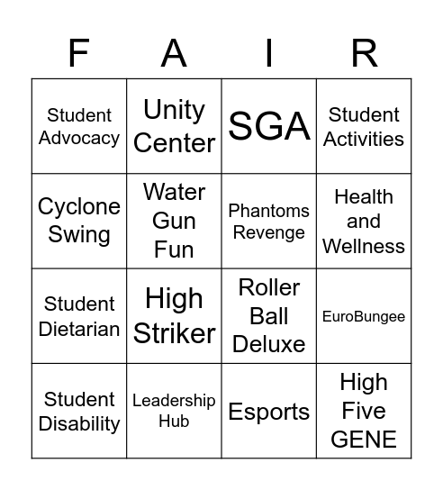 Owlmusement Fair Stamp Card Bingo Card