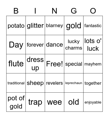 ST. Patrick's Day 2022 Bingo Card