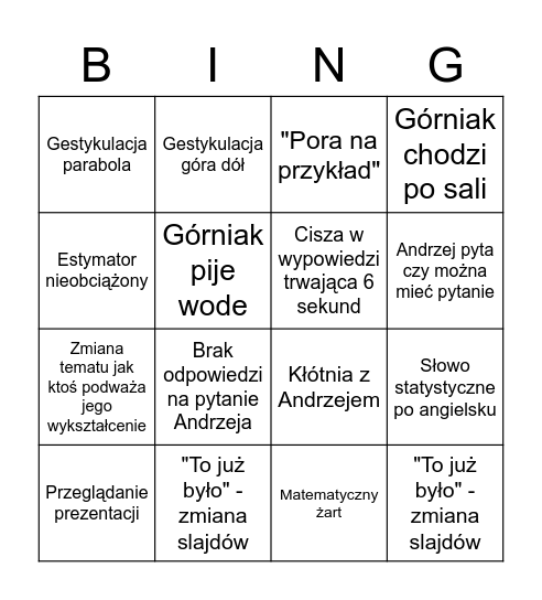 Wielowymiarowa Bingo Card