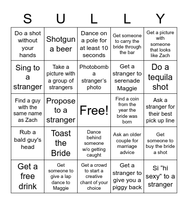 SULLY'S LAST RIDE BINGO Card
