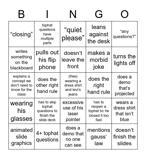 kurt-chan physics Bingo Card