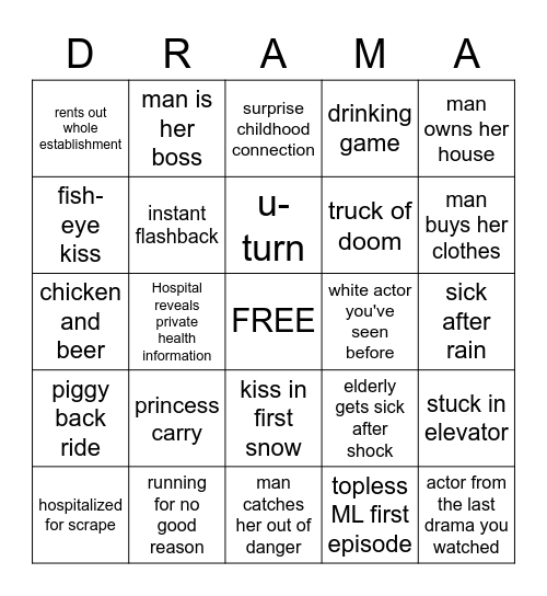 K-Drama Bingo Card