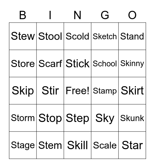 /S/ Blend Bingo Card