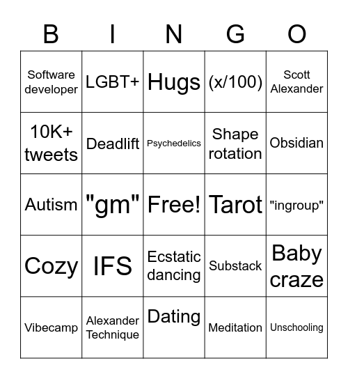 Post-rat bingo Card