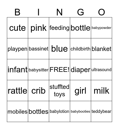 EE&Pooda baby bingo Card