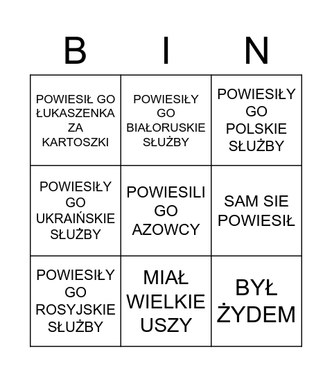 emil czeczko... Bingo Card