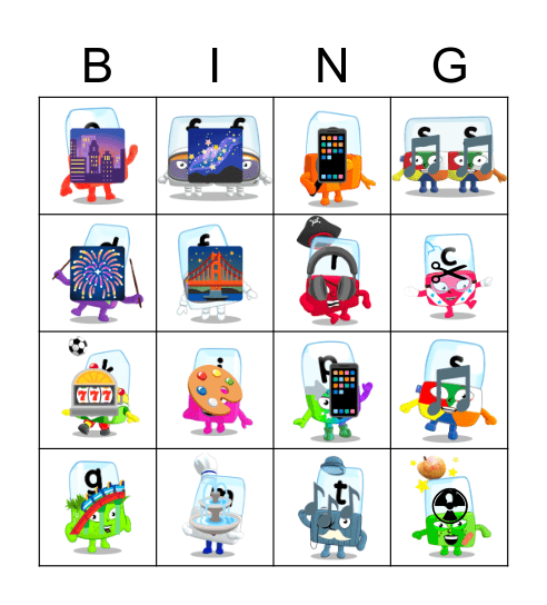 Alphablocks Phase 2 Bingo Card