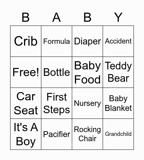 BABY SHOWER BINGO Card