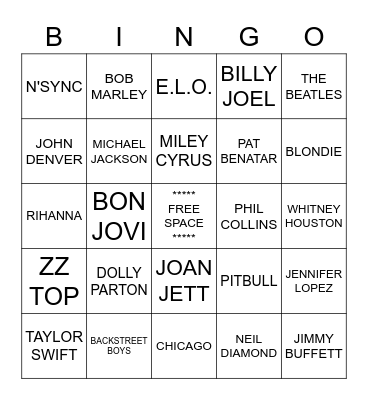 "M" ENTERTAINMENT MUSIC Bingo Card