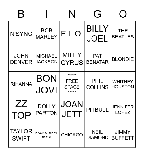 "M" ENTERTAINMENT MUSIC Bingo Card