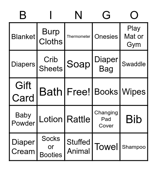 Baby Bingo Card