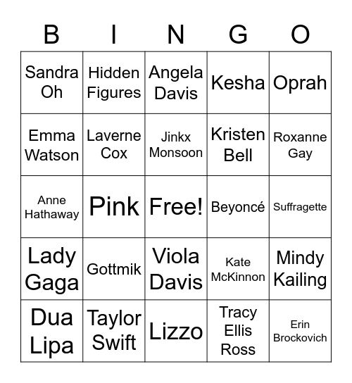 Women's Center Bingo-Entertainment Bingo Card