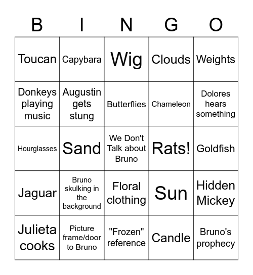 Encanto Bingo Card