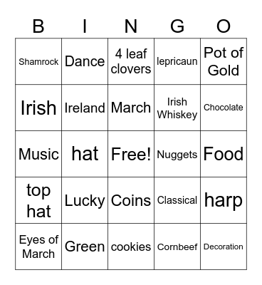 Happy St Pattys Day Bingo Card