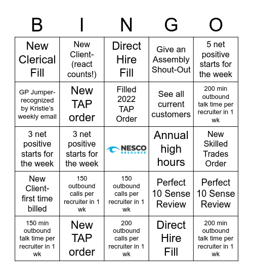 Market Manager Bingo Challenge Bingo Card