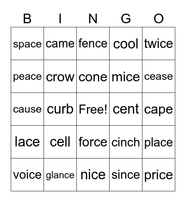 Bingo "c" Bingo Card