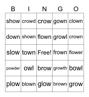 Bingo "ow" Bingo Card