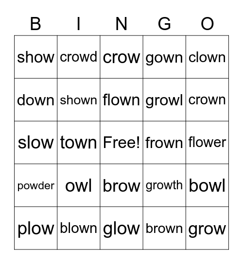 Bingo "ow" Bingo Card