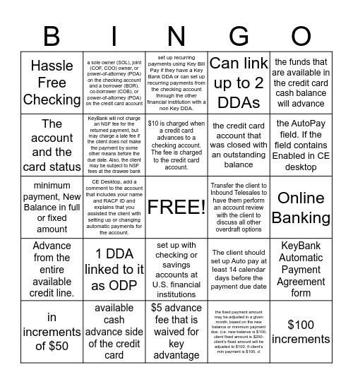 ODP and AutoPay CCA  Bingo Card