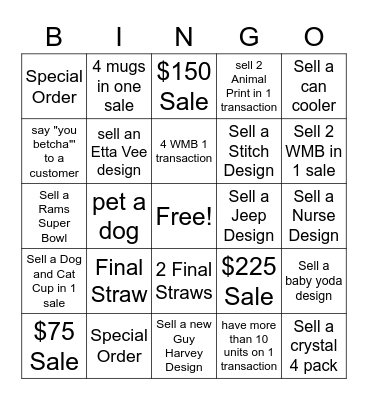 Spring Break Bingo Card