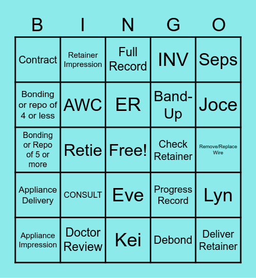 ORTHO Bingo Card