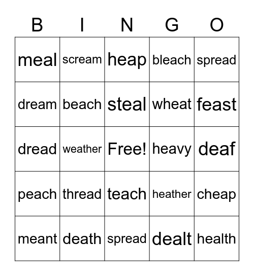 Bingo "ea" Bingo Card
