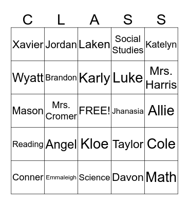 Guess Who Bingo Card