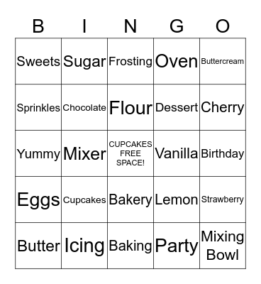 CUPCAKE BINGO Card