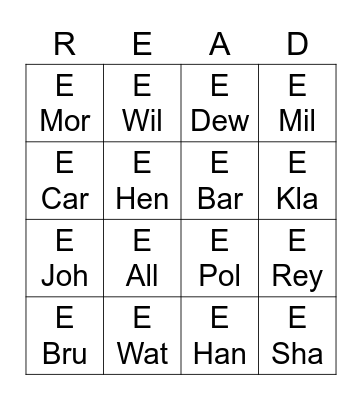 Who am I? Bingo Card