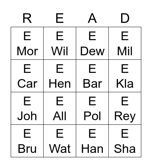 Who am I? Bingo Card