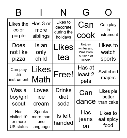 Social Committee Bingo Card