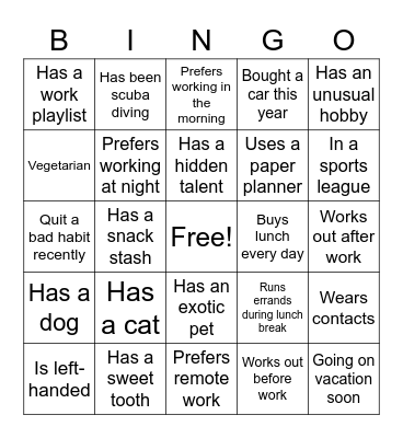 RDP Bingo Card