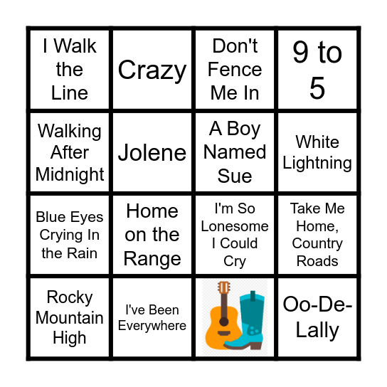 Country Classics Bingo Card