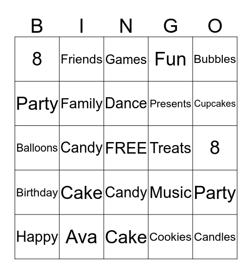 Ava's Art Party Bingo Card