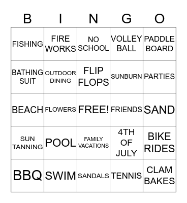 SUMMERTIME  BINGO Card