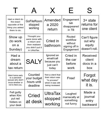 Tax Season Bingo! Bingo Card