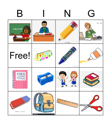 School Bingo Card