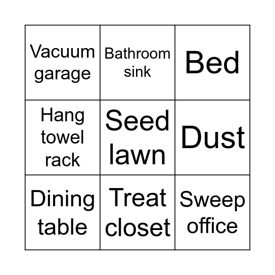 Chores 2 Bingo Card