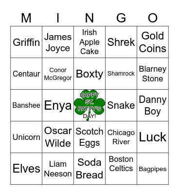 ST PATS MINGO Bingo Card