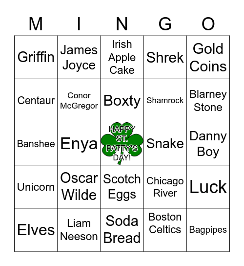 ST PATS MINGO Bingo Card
