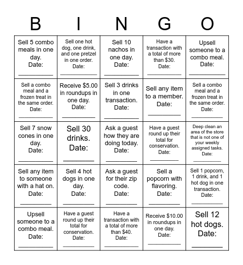 Cafe Bingo - March Sales Incentive Game Bingo Card
