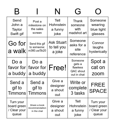 Friday Fun BINGO Card