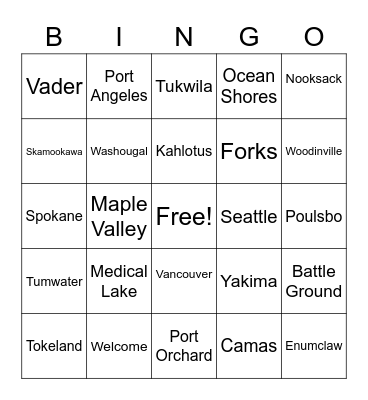 WASHINGTON Bingo Card