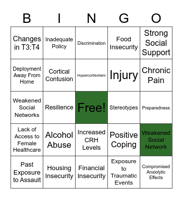 Life of a Veteran Bingo Card