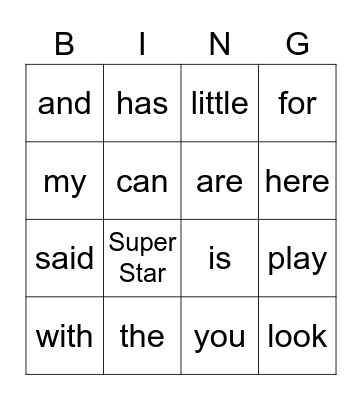 More Kinder Sight Words Bingo Card