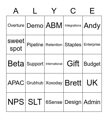 Product Bingo! Bingo Card