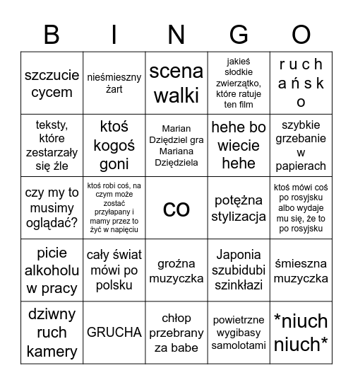 Komisarz Blond i oko sprawiedliwości Bingo Card